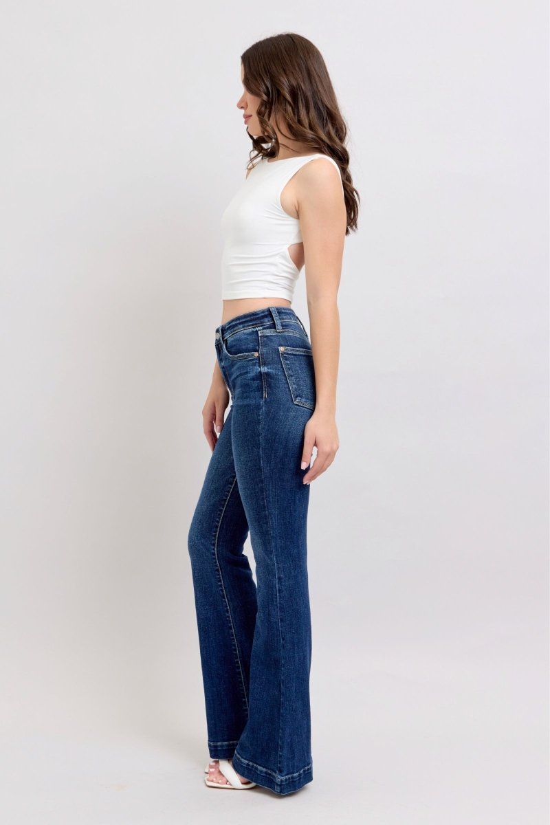 Judy Blue Full Size High Rise Flare Jeans with Pockets Plus Size - Love Salve 