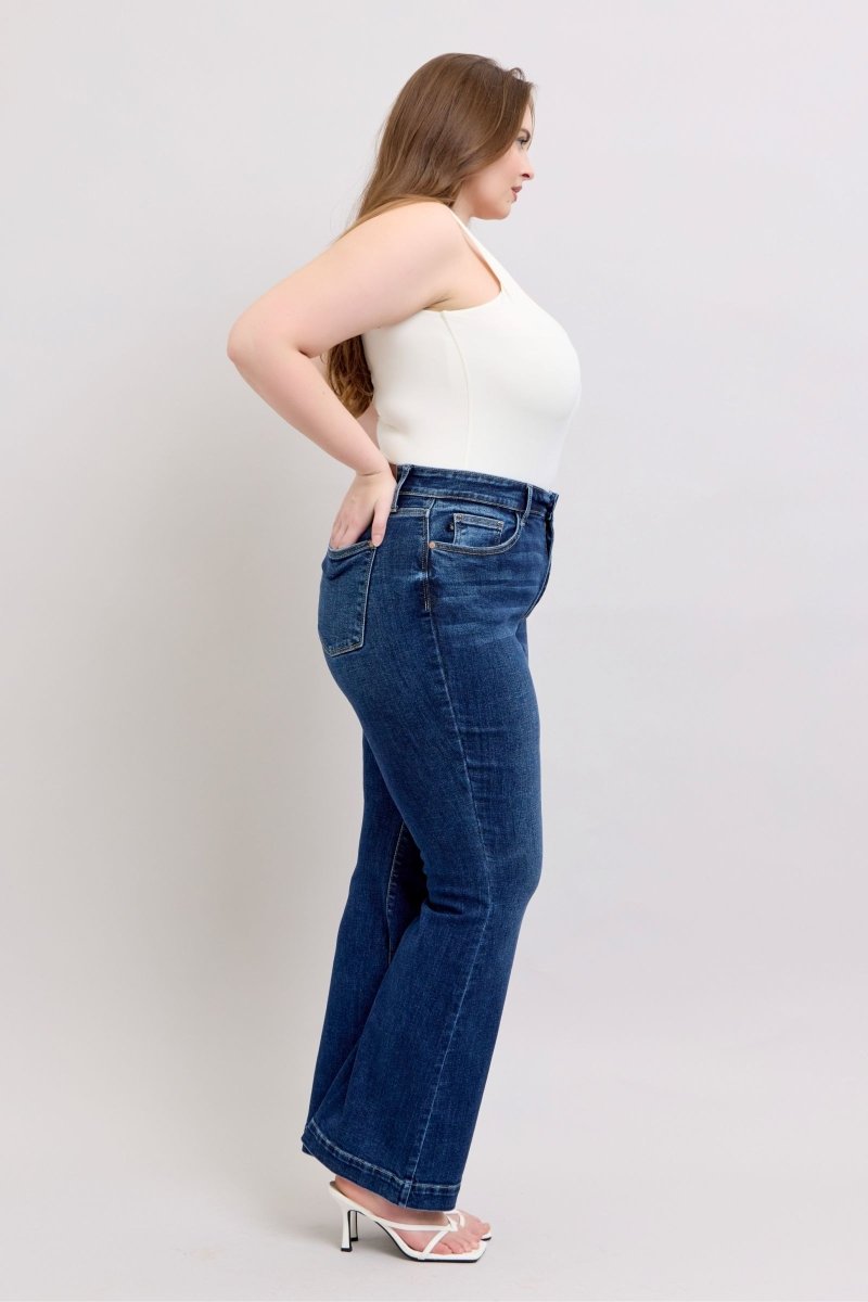 Judy Blue Full Size High Rise Flare Jeans with Pockets Plus Size - Love Salve 