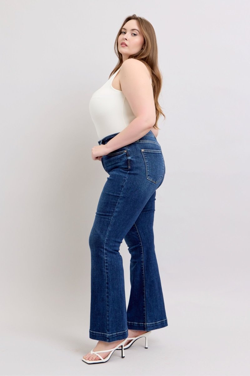 Judy Blue Full Size High Rise Flare Jeans with Pockets Plus Size - Love Salve 