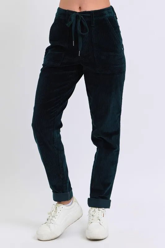 Judy Blue Full Size High Waist Corduroy Cuffed Jogger Plus Size - Love Salve 