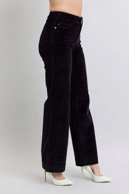 Judy Blue Full Size High Waist Corduroy Trouser Wide Plus Size - Love Salve 