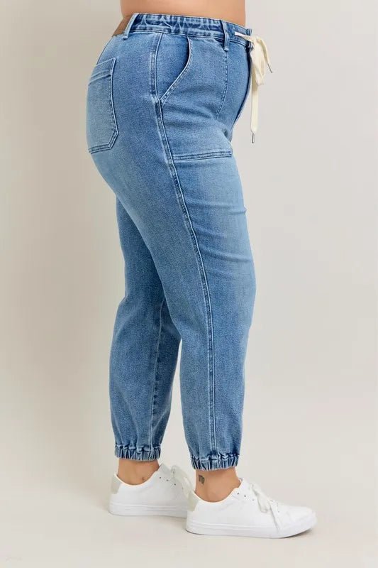 Judy Blue Full Size High Waist Denim Jogger Plus Size Fashion - Love Salve 