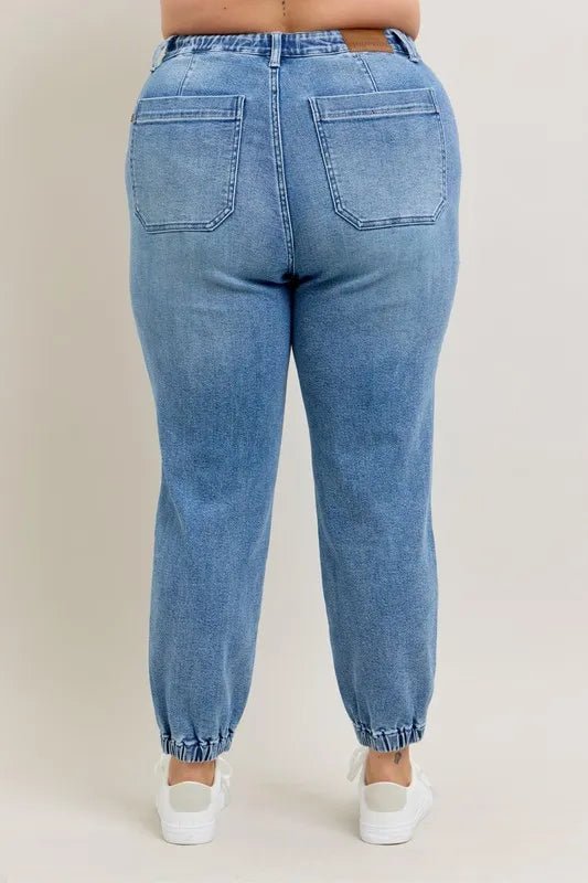 Judy Blue Full Size High Waist Denim Jogger Plus Size Fashion - Love Salve 