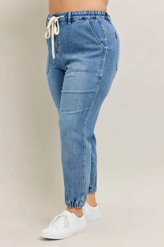 Judy Blue Full Size High Waist Denim Jogger Plus Size Fashion - Love Salve 