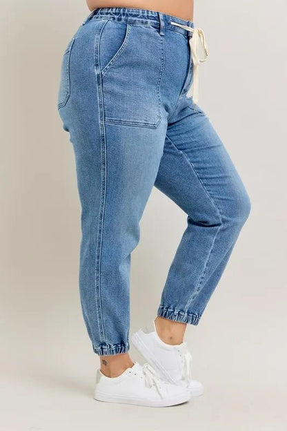 Judy Blue Full Size High Waist Denim Jogger Plus Size Fashion - Love Salve 