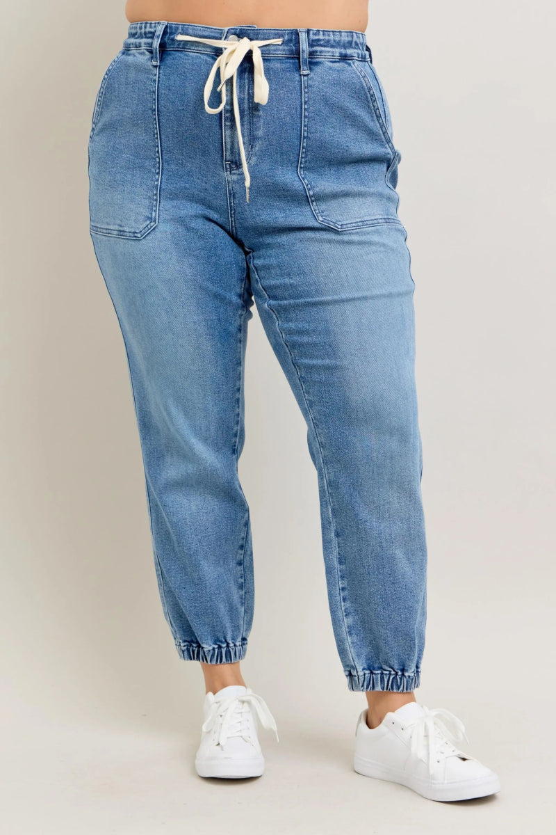 Judy Blue Full Size High Waist Denim Jogger Plus Size Fashion - Love Salve 