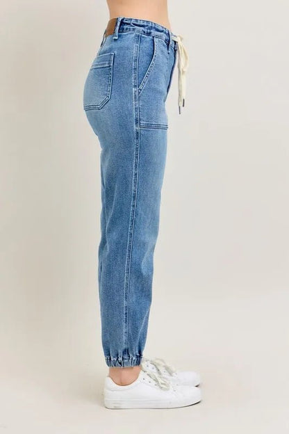 Judy Blue Full Size High Waist Denim Jogger Plus Size Fashion - Love Salve 