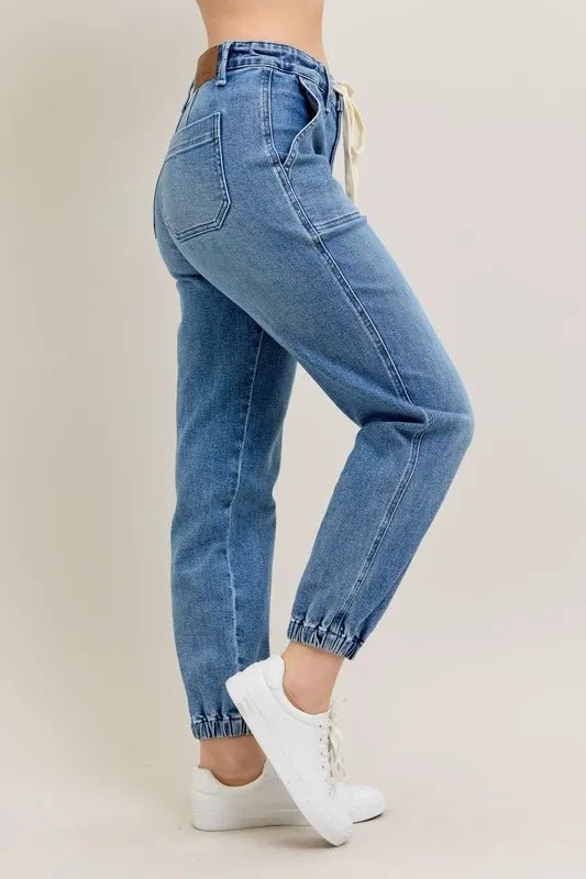 Judy Blue Full Size High Waist Denim Jogger Plus Size Fashion - Love Salve 