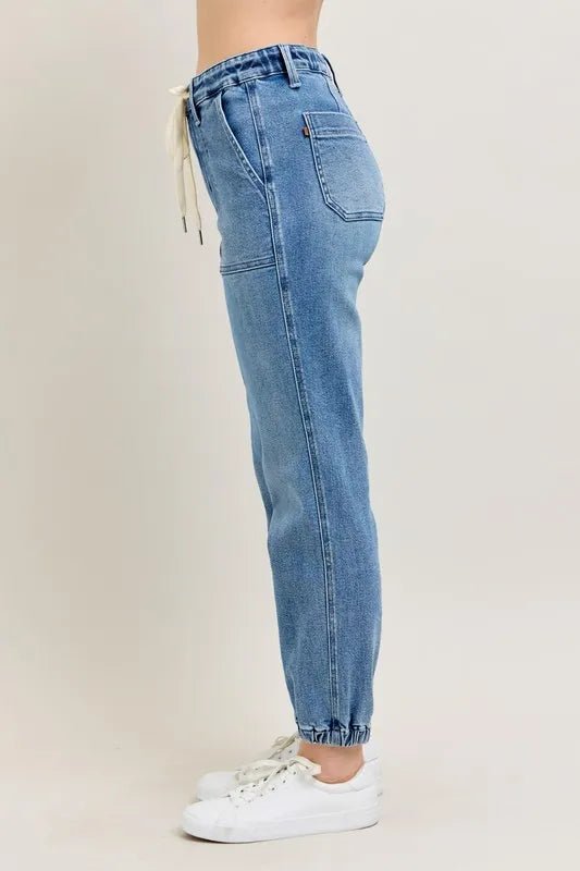 Judy Blue Full Size High Waist Denim Jogger Plus Size Fashion - Love Salve 