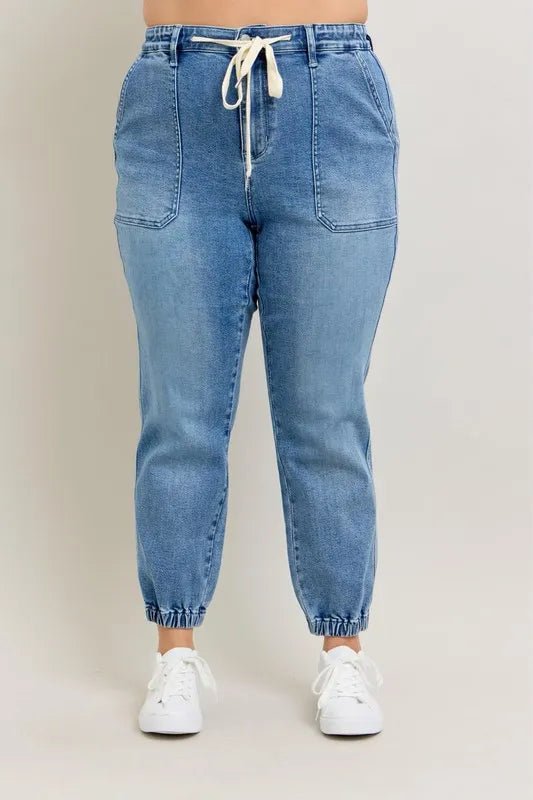 Judy Blue Full Size High Waist Denim Jogger Plus Size Fashion - Love Salve 