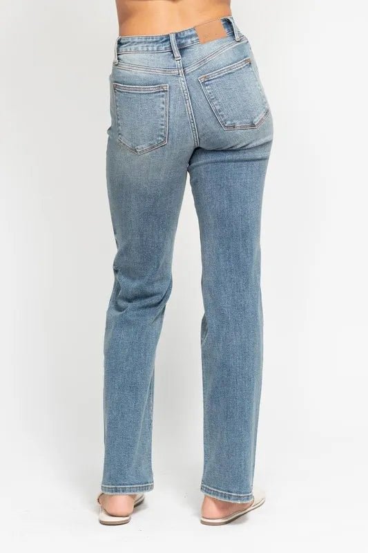 Judy Blue Full Size High Waist Distressed Dad Jean Plus Size - Love Salve 