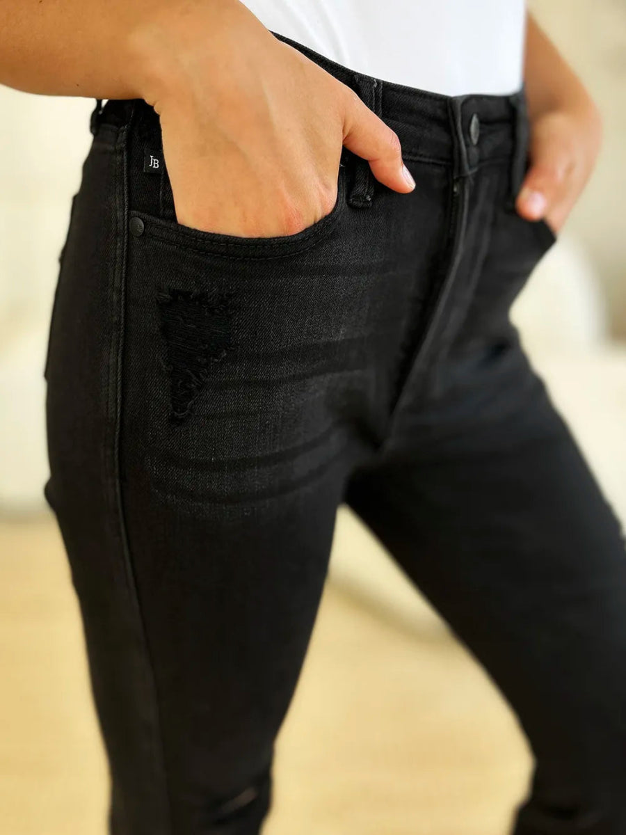 Judy Blue Full Size High Waist Distressed Flare Jeans - Love Salve