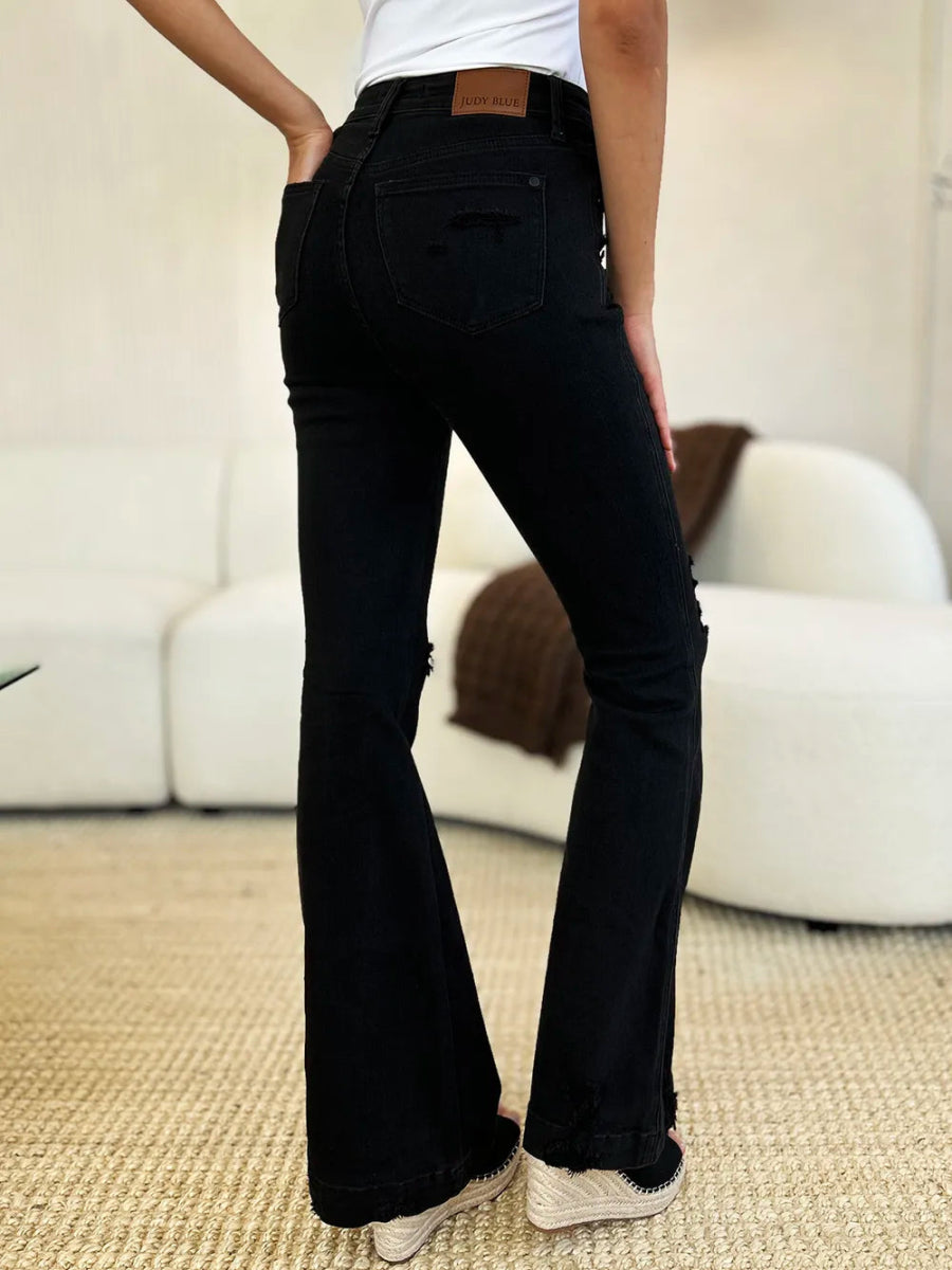 Judy Blue Full Size High Waist Distressed Flare Jeans - Love Salve