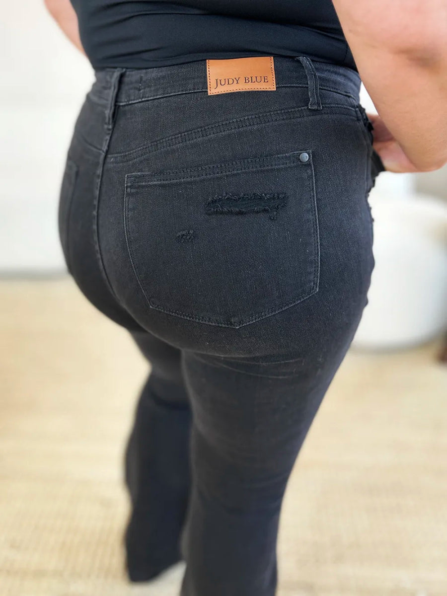 Judy Blue Full Size High Waist Distressed Flare Jeans - Love Salve