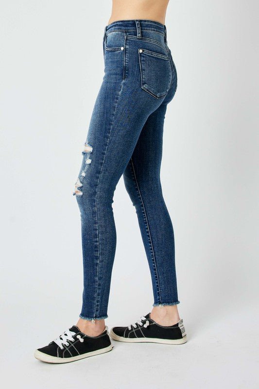 Judy Blue Full Size High Waist Distressed Skinny Jeans - Love Salve 