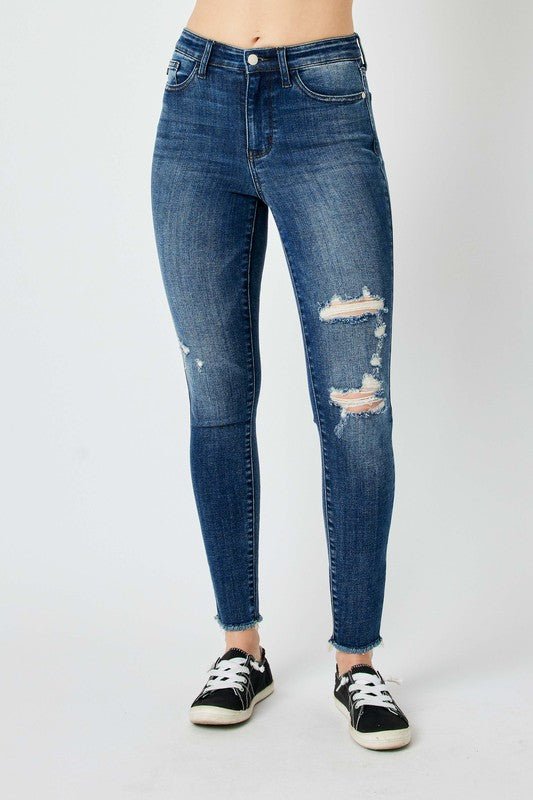 Judy Blue Full Size High Waist Distressed Skinny Jeans - Love Salve 
