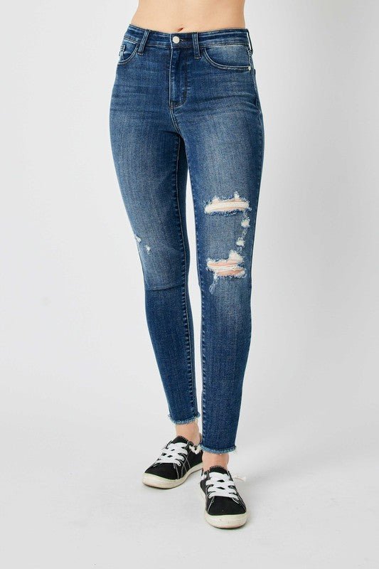 Judy Blue Full Size High Waist Distressed Skinny Jeans - Love Salve 