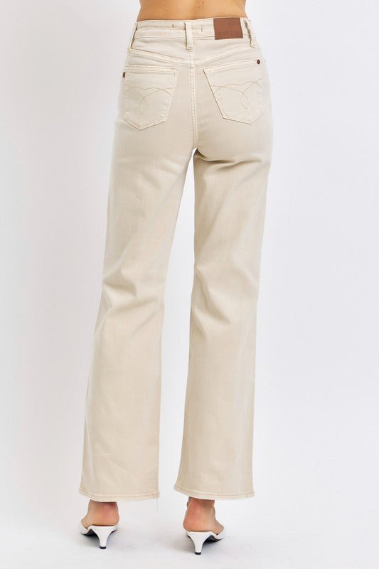 Judy Blue Full Size High Waist Distressed Wide Leg Jeans - Love Salve