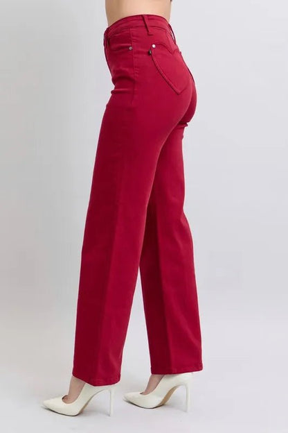 Judy Blue Full Size High Waist Heart Shaped Back Pockets Jeans - Love Salve 