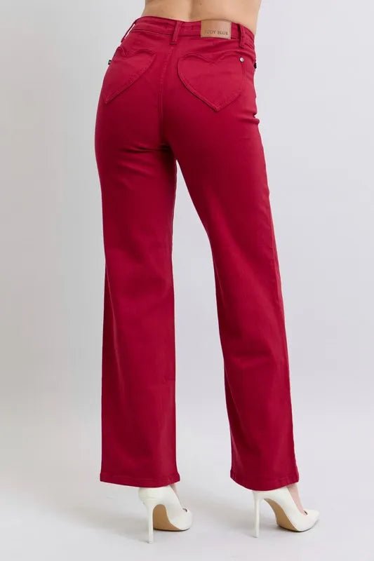 Judy Blue Full Size High Waist Heart Shaped Back Pockets Jeans - Love Salve 