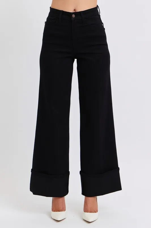 Judy Blue Full Size High Waist Retro Wide Leg With Cuff Plus Size - Love Salve 