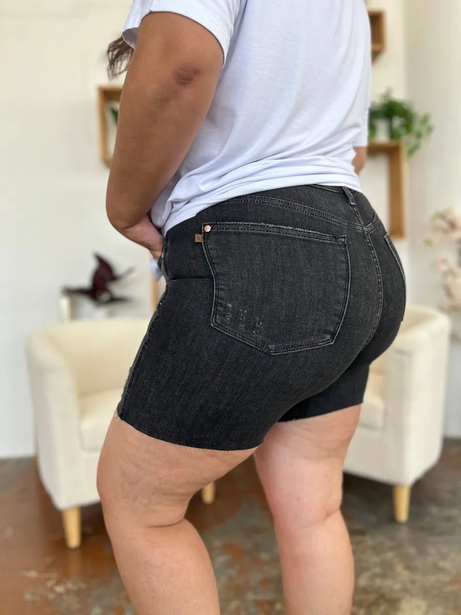 Judy Blue Full Size High Waist Rigid Magic Denim Shorts - Love Salve