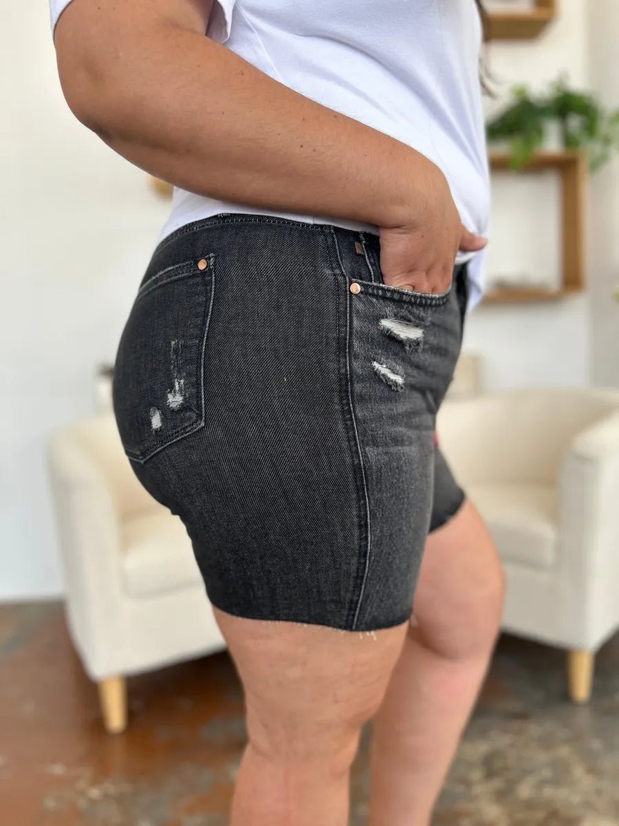 Judy Blue Full Size High Waist Rigid Magic Denim Shorts - Love Salve
