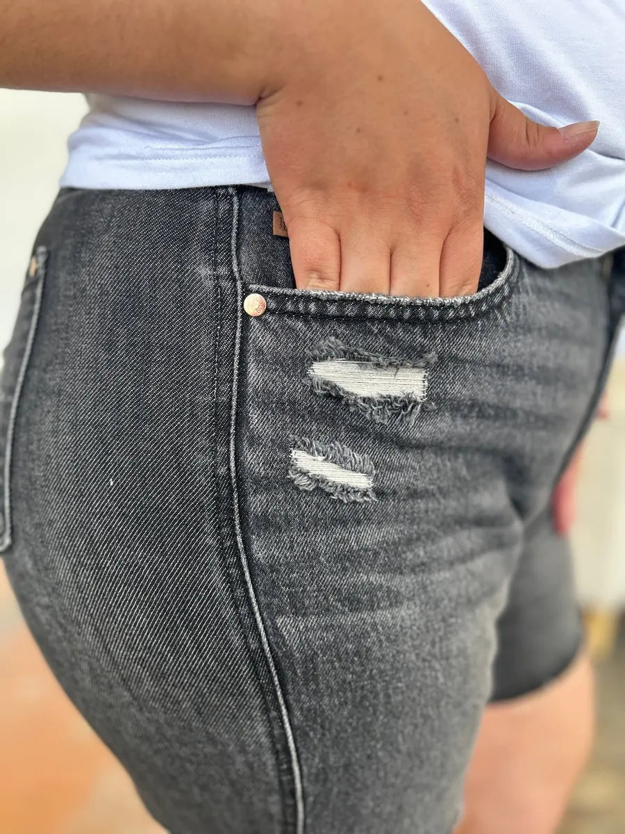 Judy Blue Full Size High Waist Rigid Magic Denim Shorts - Love Salve