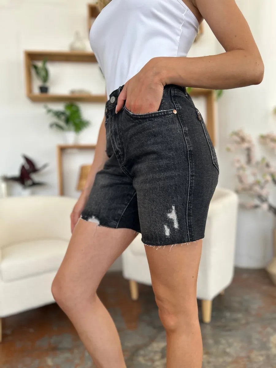 Judy Blue Full Size High Waist Rigid Magic Denim Shorts - Love Salve
