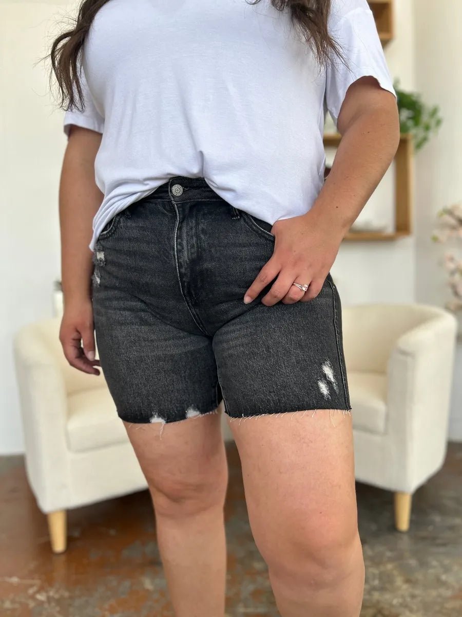 Judy Blue Full Size High Waist Rigid Magic Denim Shorts - Love Salve