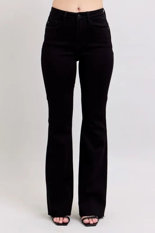 Judy Blue Full Size High Waist Star Seam Detail Flare Plus Size Pants - Love Salve 