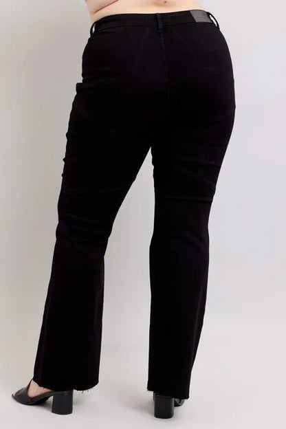 Judy Blue Full Size High Waist Star Seam Detail Flare Plus Size Pants - Love Salve 