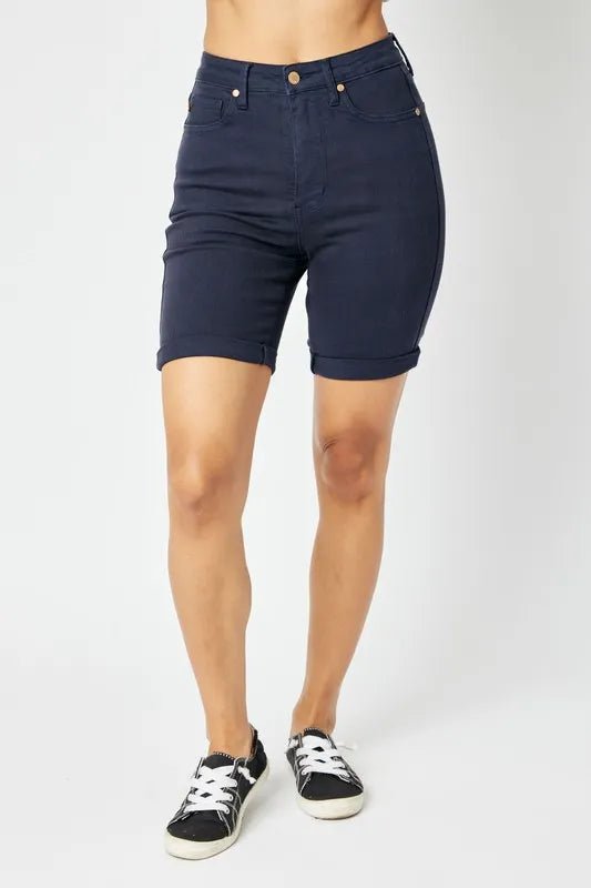 Judy Blue Full Size High Waist Tummy Control Bermuda Shorts - Love Salve 