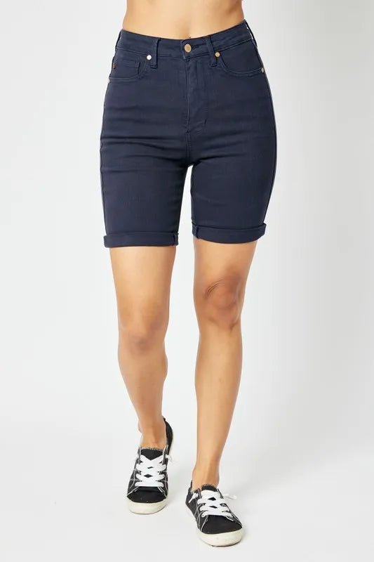Judy Blue Full Size High Waist Tummy Control Bermuda Shorts - Love Salve 