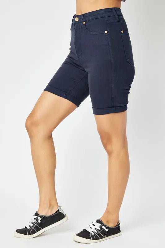 Judy Blue Full Size High Waist Tummy Control Bermuda Shorts - Love Salve 