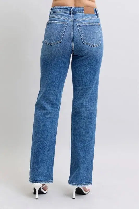 Judy Blue Full Size High Waist V-Front Vintage Wash Jeans - Love Salve 