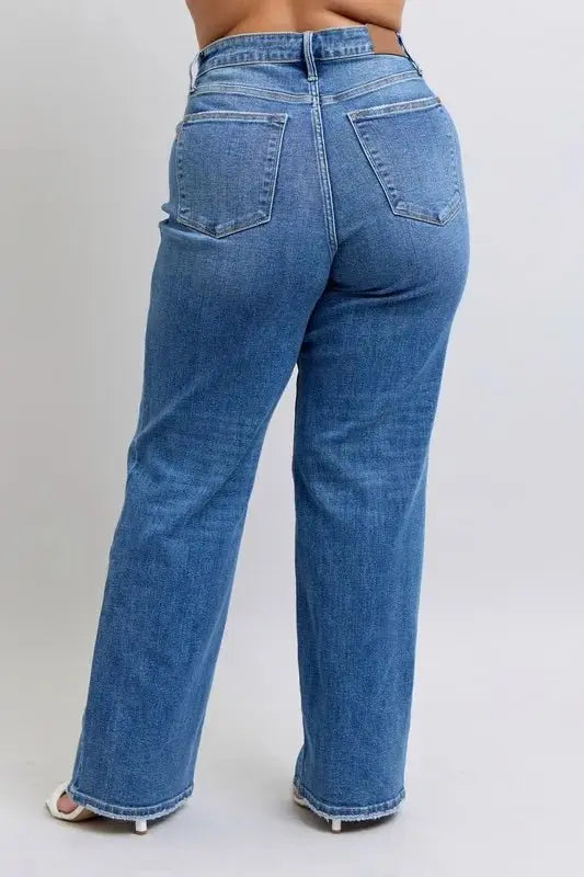 Judy Blue Full Size High Waist V-Front Vintage Wash Jeans - Love Salve 