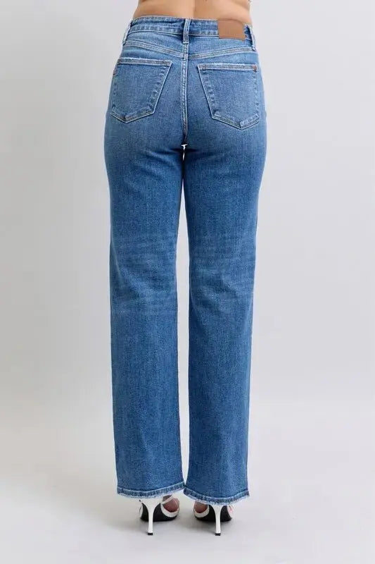 Judy Blue Full Size High Waist V-Front Vintage Wash Jeans - Love Salve 