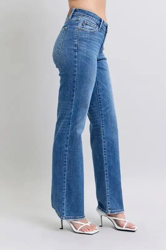 Judy Blue Full Size High Waist V-Front Vintage Wash Jeans - Love Salve 