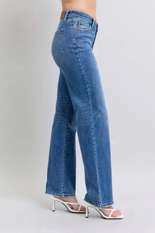 Judy Blue Full Size High Waist V-Front Vintage Wash Jeans - Love Salve 