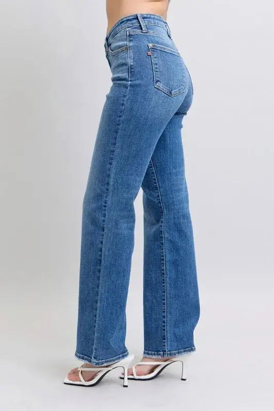 Judy Blue Full Size High Waist V-Front Vintage Wash Jeans - Love Salve 