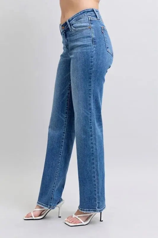Judy Blue Full Size High Waist V-Front Vintage Wash Jeans - Love Salve 