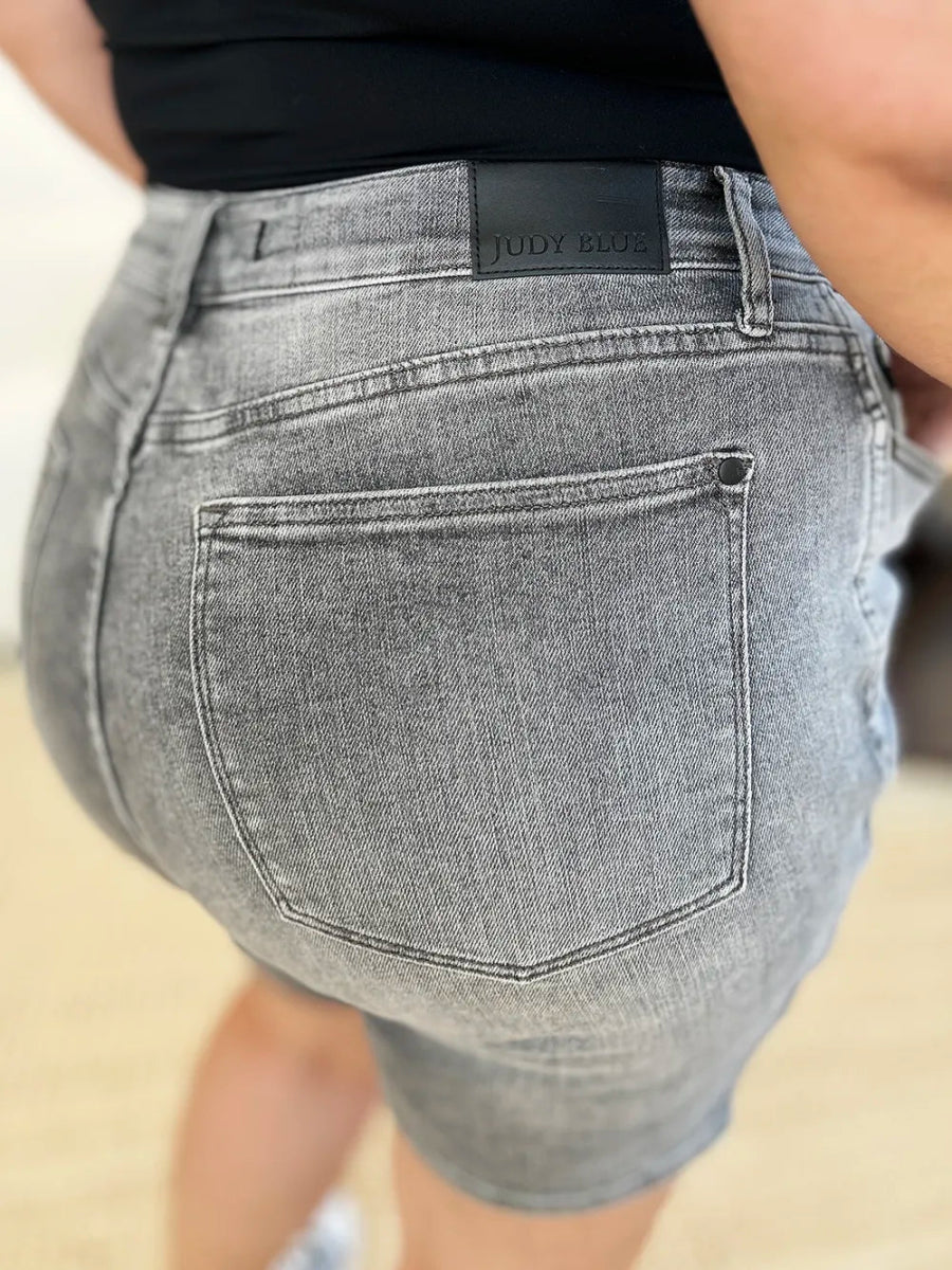 Judy Blue Full Size High Waist Washed Denim Shorts for Women - Love Salve 