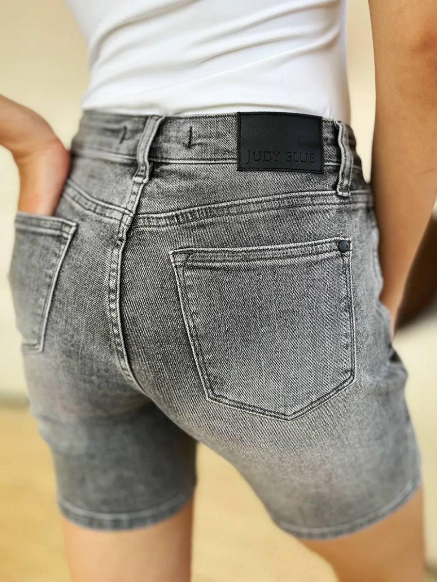 Judy Blue Full Size High Waist Washed Denim Shorts for Women - Love Salve 