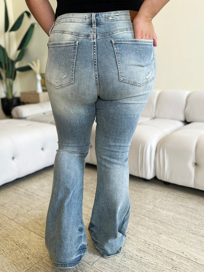 Judy Blue Full Size Mid Rise Flare Jeans for Women - Love Salve 
