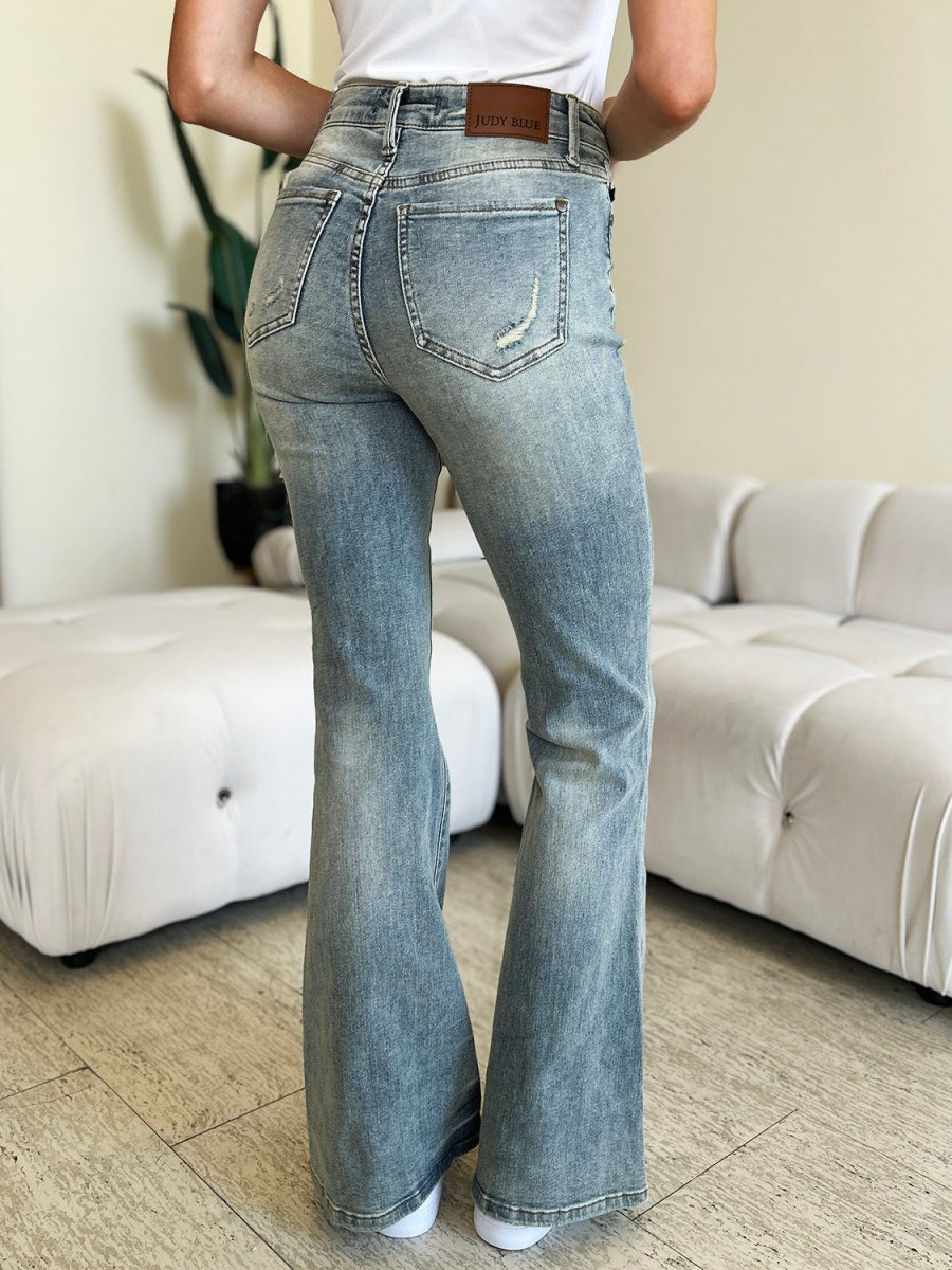 Judy Blue Full Size Mid Rise Flare Jeans for Women - Love Salve 