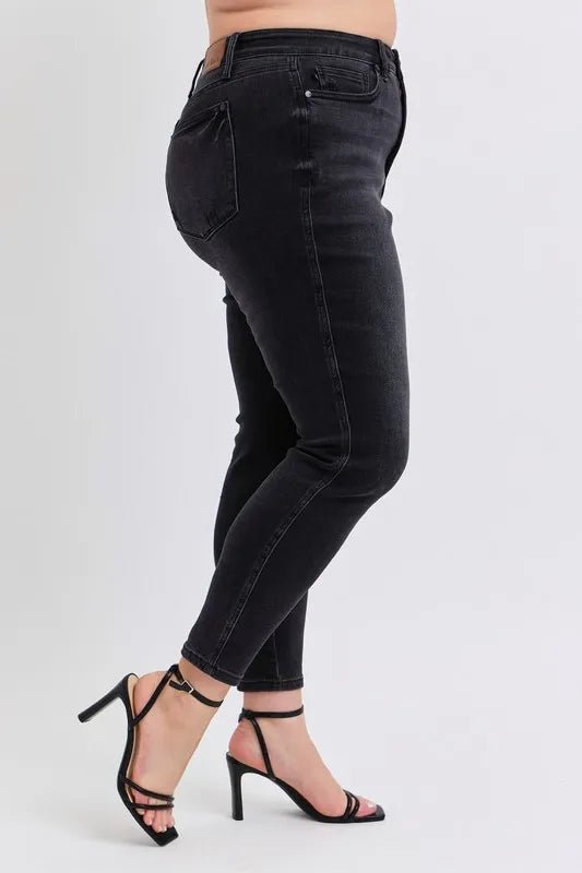 Judy Blue Full Size Mid Rise Tummy Control Skinny Jeans Plus Size - Love Salve 
