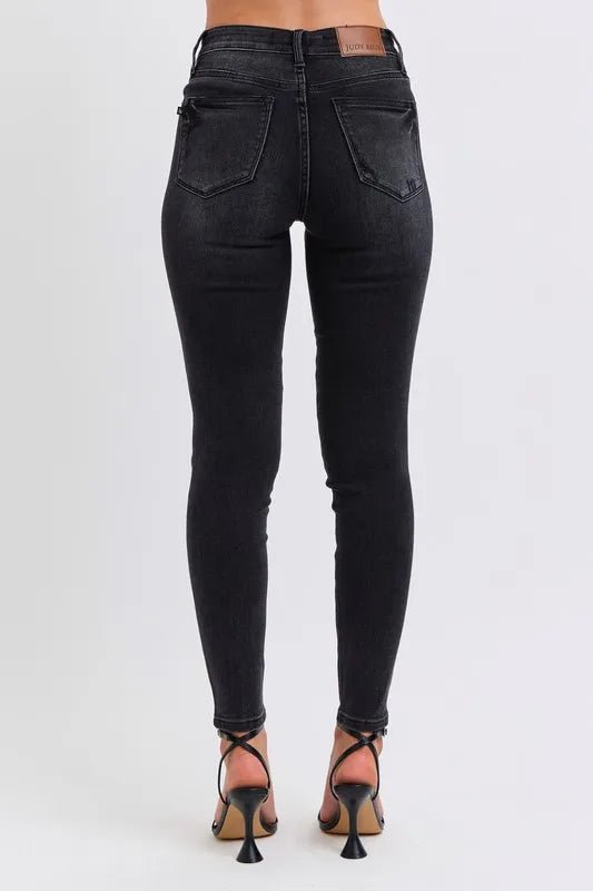 Judy Blue Full Size Mid Rise Tummy Control Skinny Jeans Plus Size - Love Salve 