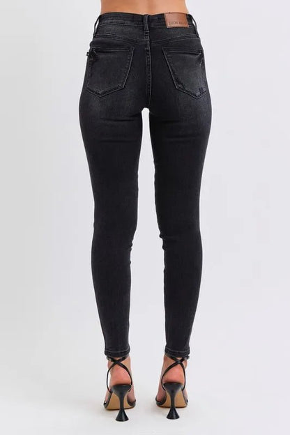 Judy Blue Full Size Mid Rise Tummy Control Skinny Jeans Plus Size - Love Salve 