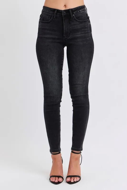 Judy Blue Full Size Mid Rise Tummy Control Skinny Jeans Plus Size - Love Salve 